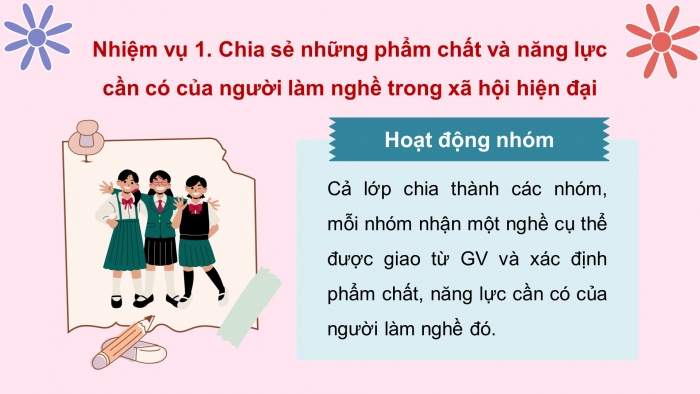 Giáo án điện tử HĐTN 8 chân trời (bản 2) Chủ đề 7: Tìm hiểu nghề phổ biến trong xã hội hiện đại - Hoạt động 3