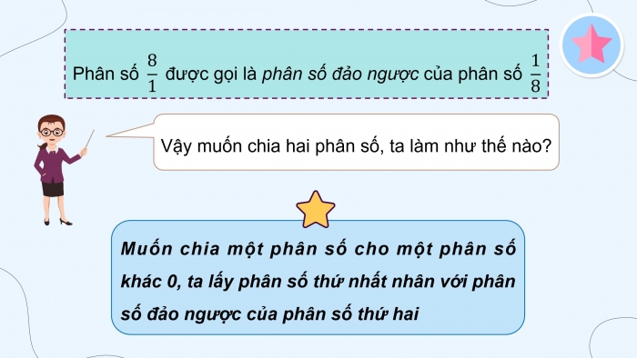 Giáo án điện tử Toán 4 cánh diều Bài 84: Phép chia phân số