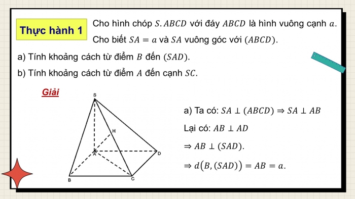 Giáo án điện tử Toán 11 chân trời Chương 8 Bài 4: Khoảng cách trong không gian