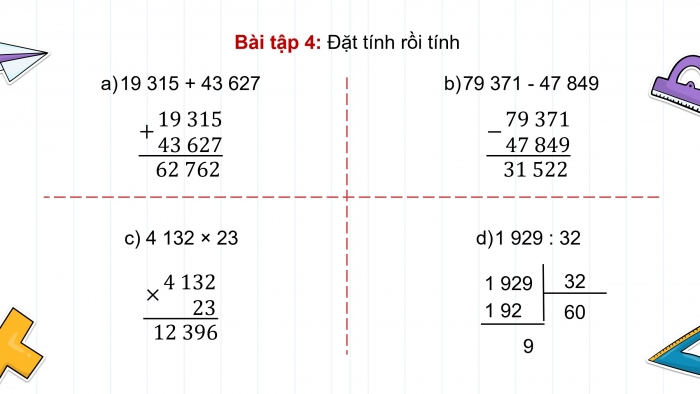 Giáo án điện tử Toán 4 cánh diều Bài 92: Ôn tập về số tự nhiên và các phép tính với số tự nhiên