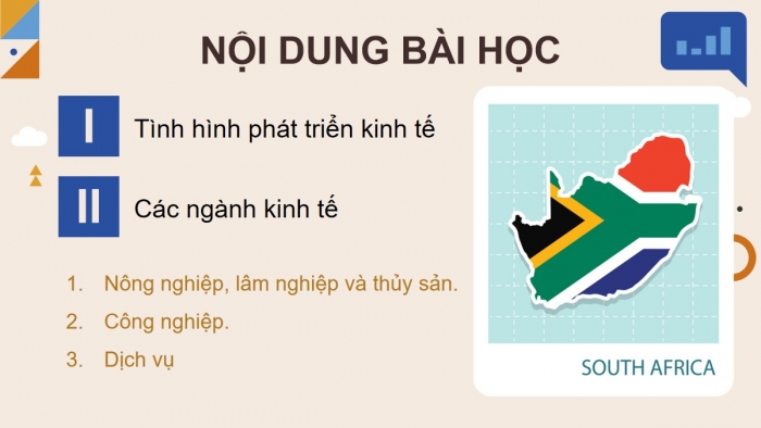 Giáo án điện tử Địa lí 11 kết nối Bài 31: Kinh tế Cộng hòa Nam Phi (P2)