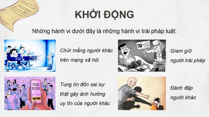 Giáo án điện tử Kinh tế pháp luật 11 kết nối Bài 17: Quyền bất khả xâm phạm về thân thể và quyền được pháp luật bảo hộ về tính mạng, sức khỏe, danh dự, nhân phẩm của công dân (Phần 1)