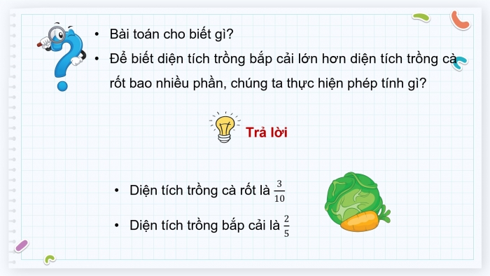 Giáo án điện tử Toán 4 cánh diều Bài 77: Trừ các phân số khác mẫu số