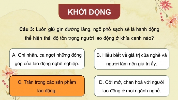 Giáo án điện tử HĐTN 8 chân trời (bản 2) Chủ đề 8: Tìm hiểu hứng thú nghề nghiệp và định hướng học tập, rèn luyện - Hoạt động 5, 6