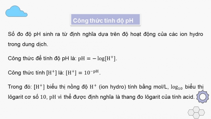 Giáo án điện tử Toán 11 chân trời HĐ thực hành và trải nghiệm Bài 2: Ứng dụng lôgarit vào đo lường độ pH của dung dịch