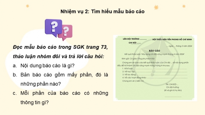 Giáo án điện tử Tiếng Việt 4 cánh diều Bài 16 Viết 1: Viết báo cáo
