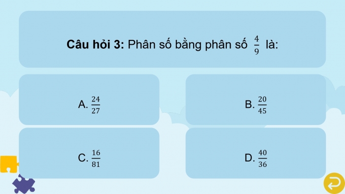 Giáo án powerpoint dạy thêm Toán 4 chân trời Bài 62: Phân số bằng nhau