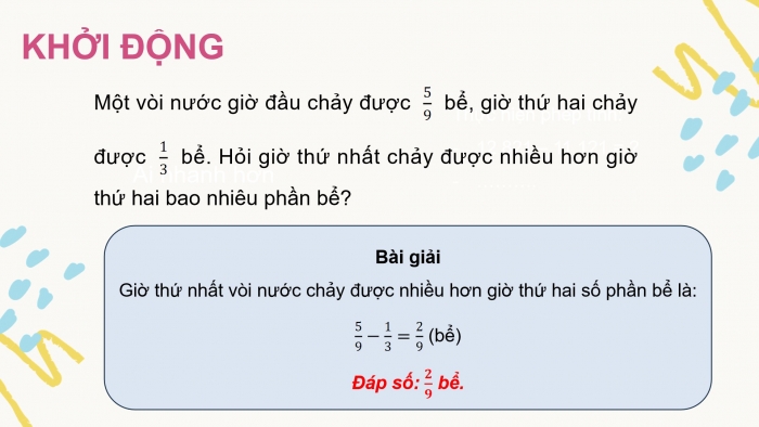 Giáo án powerpoint dạy thêm Toán 4 chân trời Bài 72: Trừ hai phân số khác mẫu số