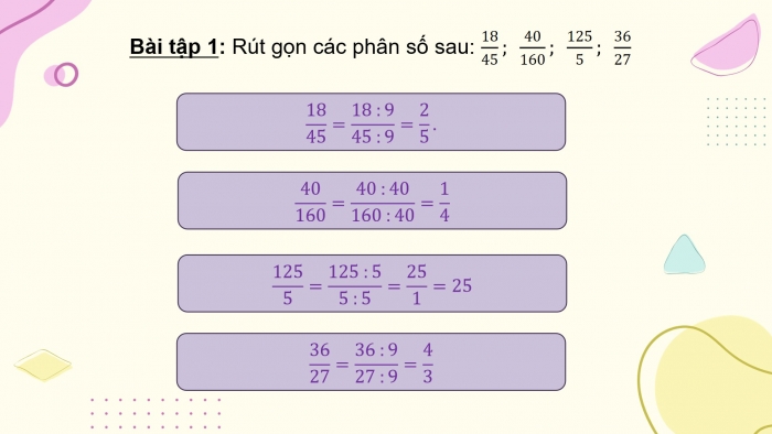 Giáo án powerpoint dạy thêm Toán 4 chân trời Bài 63: Rút gọn phân số