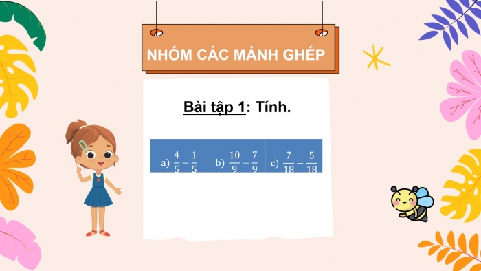 Giáo án powerpoint dạy thêm Toán 4 chân trời Bài 71: Trừ hai phân số cùng mẫu số