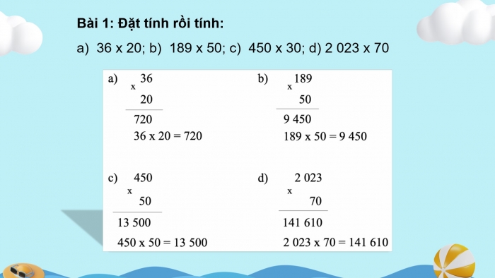 Giáo án powerpoint dạy thêm Toán 4 chân trời Bài 46: Nhân các số có tận cùng là chữ số 0