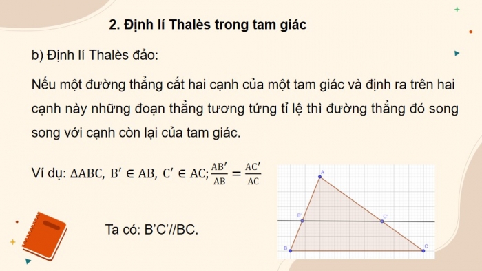Giáo án powerpoint dạy thêm Toán 8 cánh diều Chương 8 Bài 1: Định lí Thalès trong tam giác