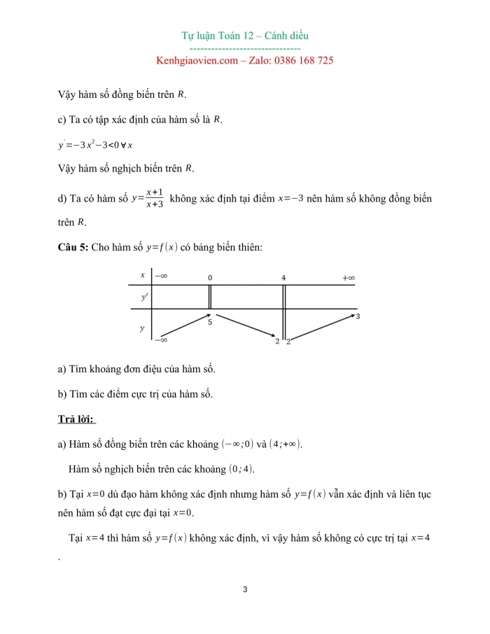 Câu hỏi và bài tập tự luận toán 12 cánh diều