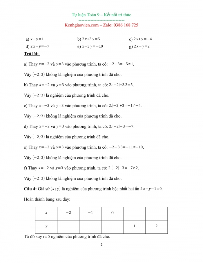 Câu hỏi và bài tập tự luận toán 9 kết nối tri thức