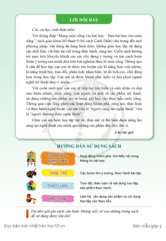 Tải PDF shs Mĩ thuật 9 Cánh diều