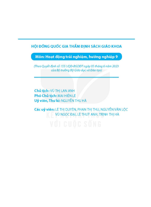 Tải PDF shs Hoạt động trải nghiệm 9 Kết nối tri thức