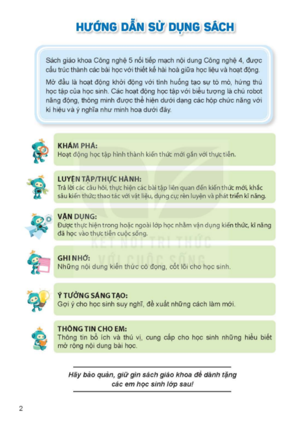 Tải PDF shs Công nghệ 5 Kết nối tri thức