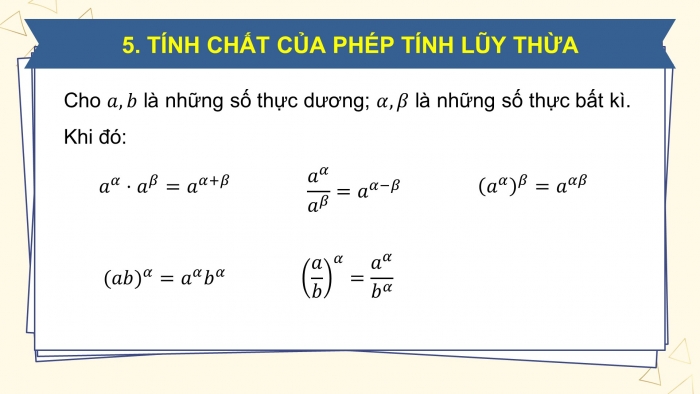 Giáo án powerpoint dạy thêm Toán 11 chân trời Chương 6 Bài 1: Phép tính luỹ thừa