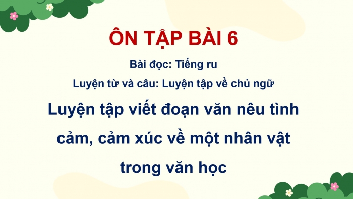 Giáo án powerpoint dạy thêm Tiếng Việt 4 kết nối Bài 6: Tiếng ru