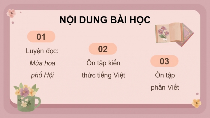 Giáo án powerpoint dạy thêm tiếng việt 4 chân trời CĐ 5 bài 8: Mùa hoa phố Hội