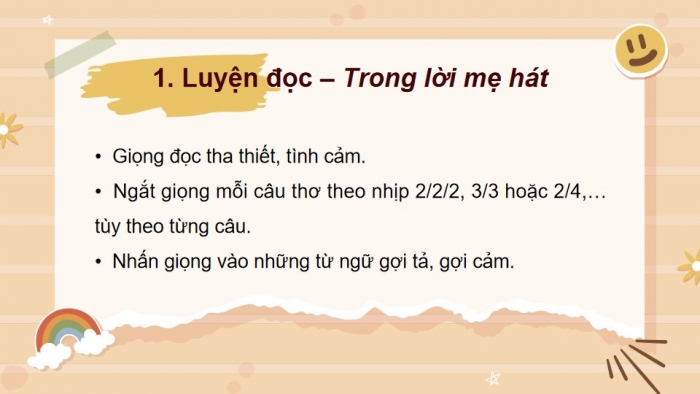 Giáo án powerpoint dạy thêm Tiếng Việt 4 kết nối Bài 14: Trong lời mẹ hát