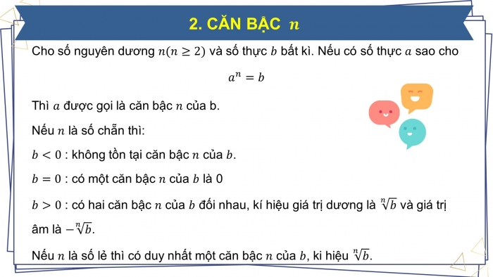 Giáo án powerpoint dạy thêm Toán 11 chân trời Chương 6 Bài 1: Phép tính luỹ thừa