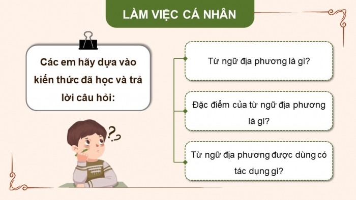 Giáo án Powerpoint dạy thêm ngữ văn 8 Kết nối bài 1 thực hành tiếng Việt: Từ ngữ địa phương