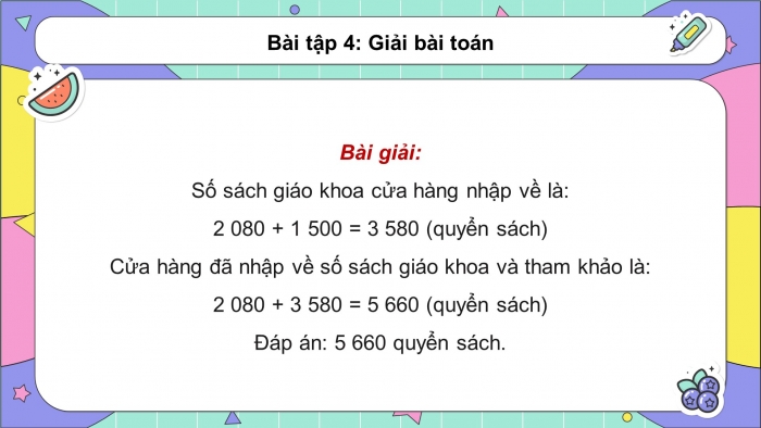 Giáo án powerpoint dạy thêm Toán 4 chân trời Bài 2: Ôn tập phép cộng, phép trừ