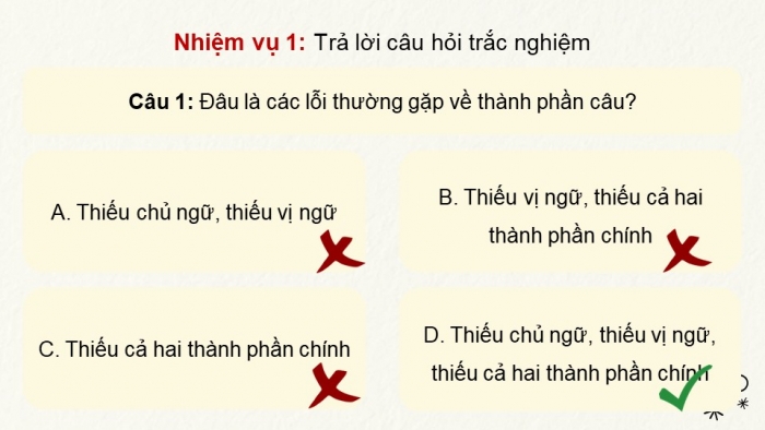 Giáo án powerpoint dạy thêm Ngữ văn 11 cánh diều Bài 4 TH tiếng Việt: Lỗi về thành phần câu và cách sửa