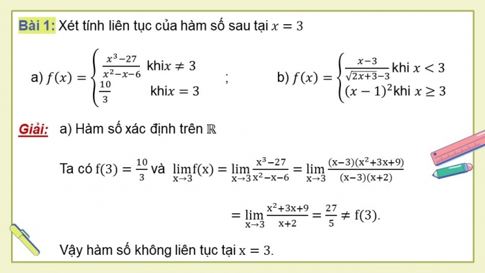 Giáo án powerpoint dạy thêm Toán 11 cánh diều Chương 3 Bài 3: Hàm số liên tục