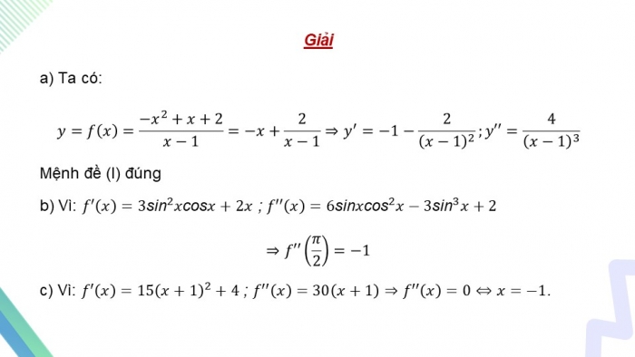 Giáo án powerpoint dạy thêm Toán 11 cánh diều Chương 7 Bài 3: Đạo hàm cấp hai