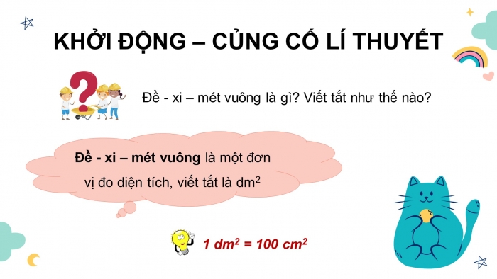 Giáo án powerpoint dạy thêm Toán 4 chân trời Bài 20: Đề-xi-mét vuông 