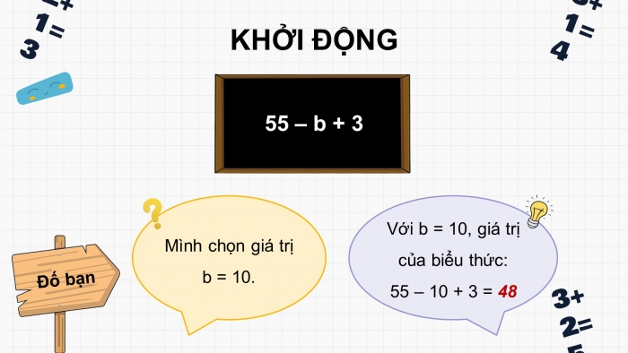 Giáo án powerpoint dạy thêm Toán 4 chân trời Bài 10: Biểu thức có chứa chữ