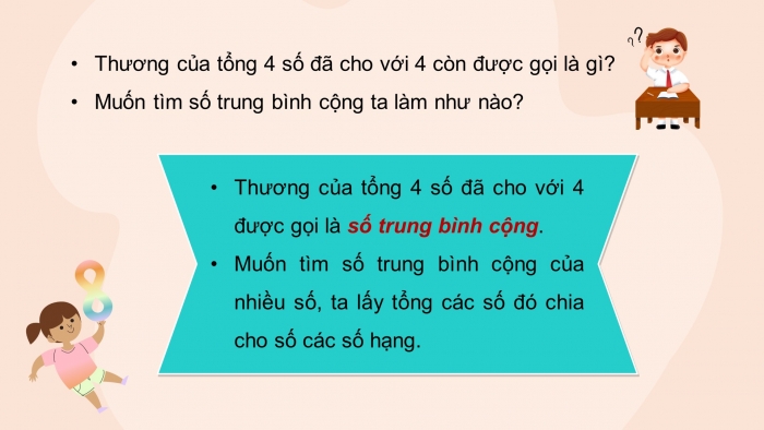 Giáo án powerpoint dạy thêm Toán 4 chân trời Bài 19: Tìm số trung bình cộng