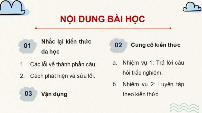 Giáo án powerpoint dạy thêm Ngữ văn 11 cánh diều Bài 4 TH tiếng Việt: Lỗi về thành phần câu và cách sửa