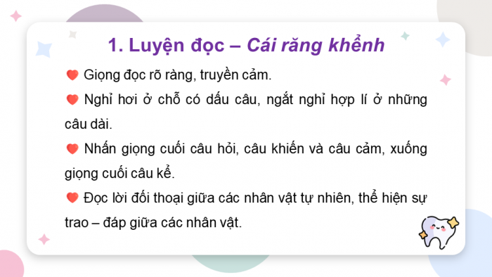 Giáo án powerpoint dạy thêm Tiếng Việt 4 cánh diều Bài 1: Cái răng khểnh