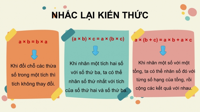 Giáo án powerpoint dạy thêm Toán 4 chân trời Bài 14: Tính chất giao hoán, tính chất kết hợp của phép nhân