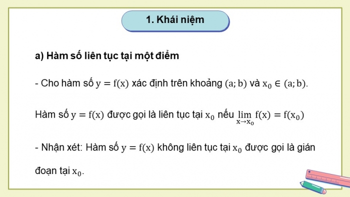 Giáo án powerpoint dạy thêm Toán 11 cánh diều Chương 3 Bài 3: Hàm số liên tục