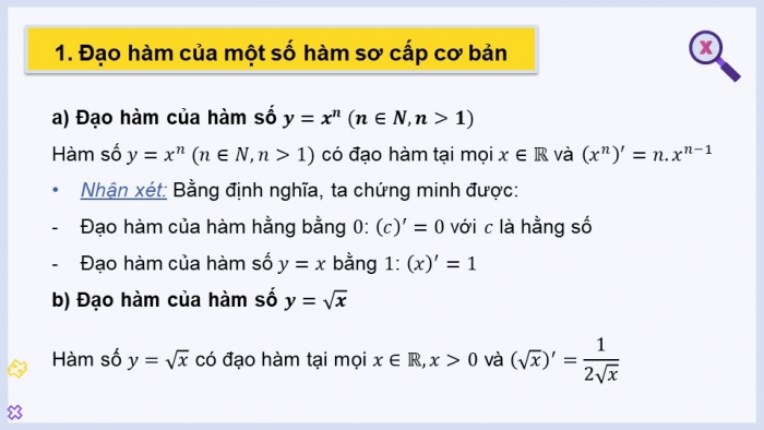 Giáo án powerpoint dạy thêm Toán 11 cánh diều Chương 7 Bài 2: Các quy tắc tính đạo hàm