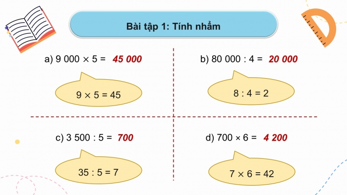 Giáo án powerpoint dạy thêm Toán 4 chân trời Bài 3: Ôn tập phép nhân, phép chia