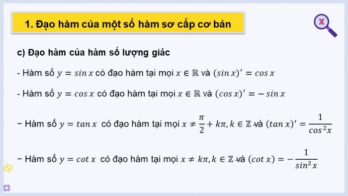 Giáo án powerpoint dạy thêm Toán 11 cánh diều Chương 7 Bài 2: Các quy tắc tính đạo hàm