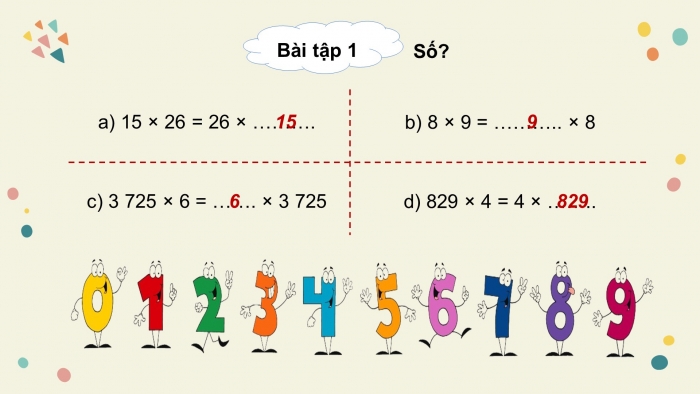 Giáo án powerpoint dạy thêm Toán 4 chân trời Bài 14: Tính chất giao hoán, tính chất kết hợp của phép nhân