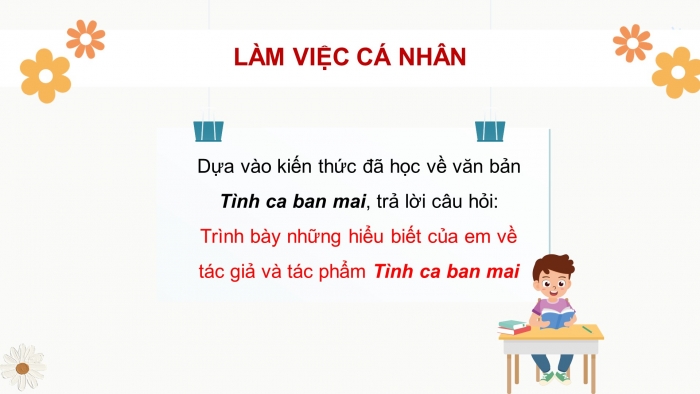 Giáo án powerpoint dạy thêm Ngữ văn 11 cánh diều Bài 6: Tình ca ban mai