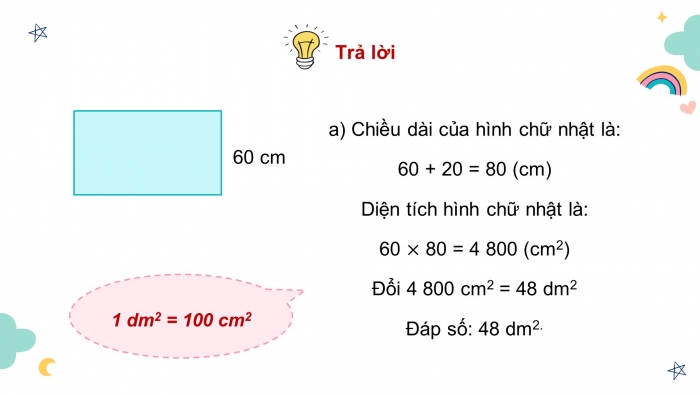 Giáo án powerpoint dạy thêm Toán 4 chân trời Bài 20: Đề-xi-mét vuông 