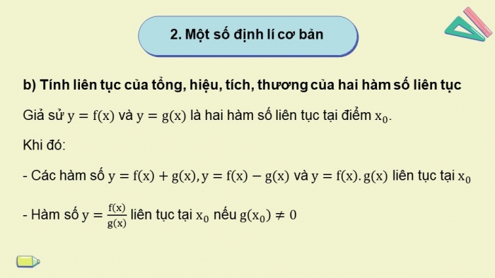 Giáo án powerpoint dạy thêm Toán 11 cánh diều Chương 3 Bài 3: Hàm số liên tục