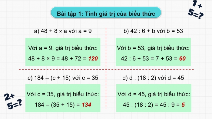 Giáo án powerpoint dạy thêm Toán 4 chân trời Bài 10: Biểu thức có chứa chữ