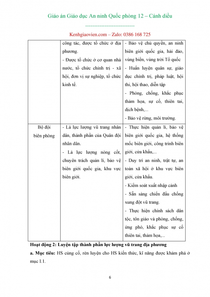 Giáo án quốc phòng an ninh 12 cánh diều