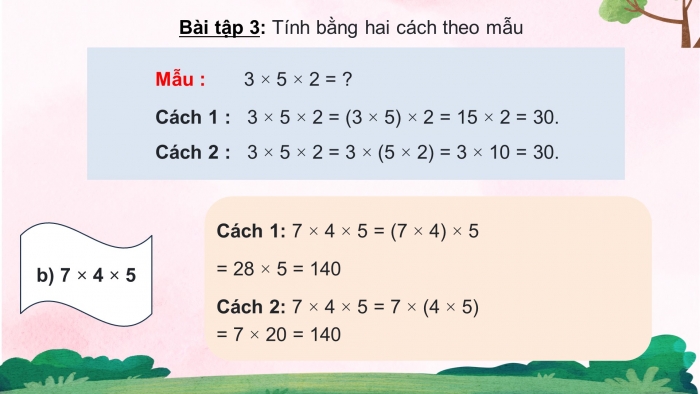 Giáo án powerpoint dạy thêm Toán 4 cánh diều Bài 34: Các tính chất của phép nhân