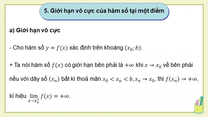 Giáo án powerpoint dạy thêm Toán 11 chân trời Chương 3 Bài 2: Giới hạn của hàm số