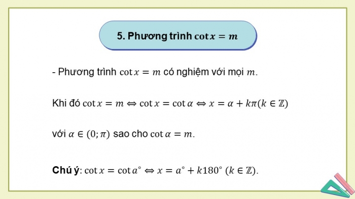 Giáo án powerpoint dạy thêm Toán 11 chân trời Chương 1 Bài 5: Phương trình lượng giác cơ bản